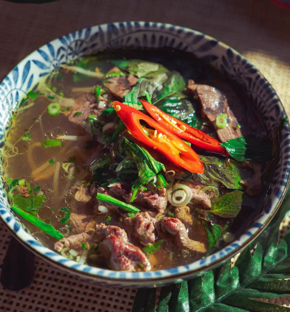 Beef Combo Pho — 25-hour broth, brisket, shin and steak at VSK Birmingham