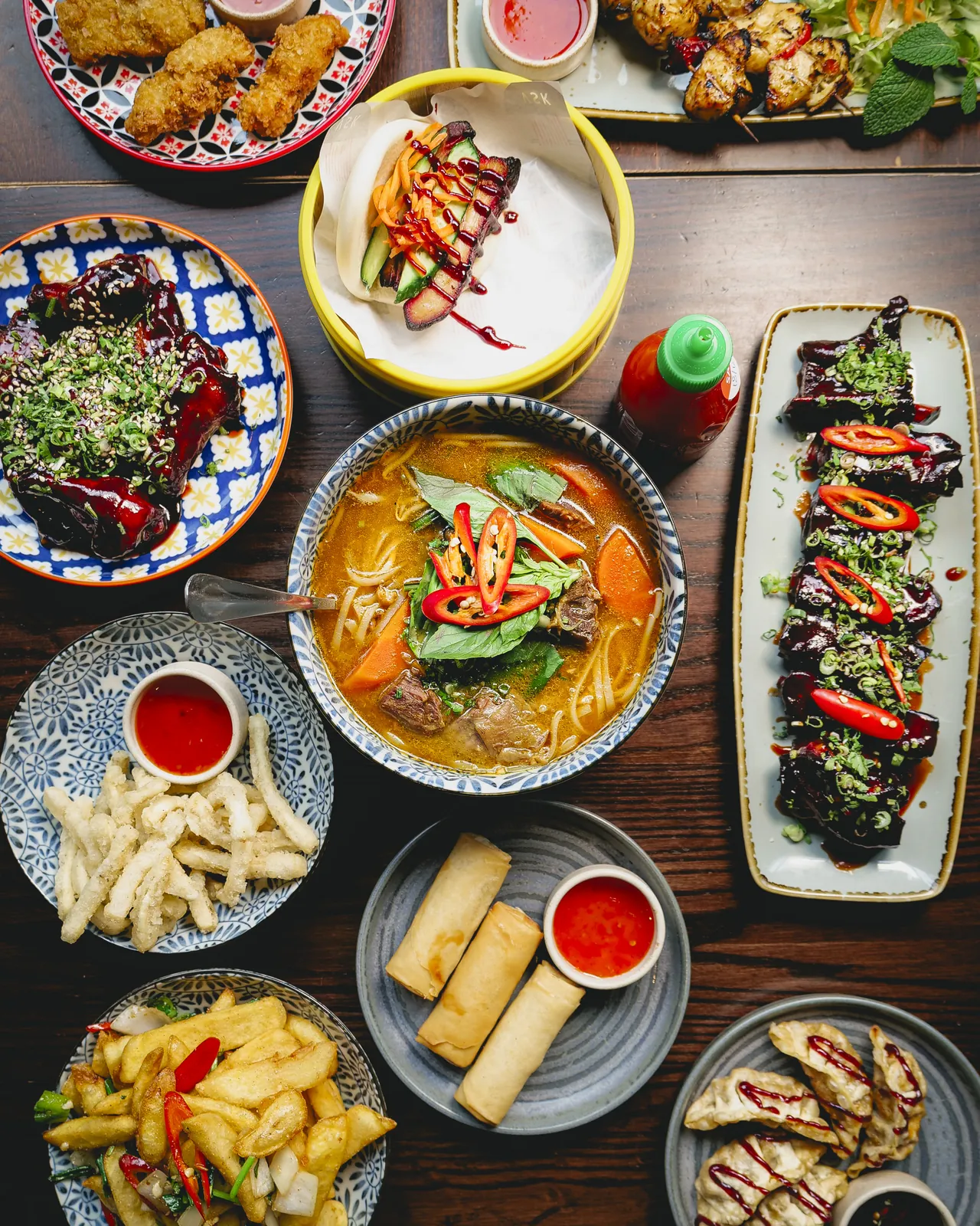 A sharing spread at Vietnamese Street Kitchen Birmingham — small plates passed around the table